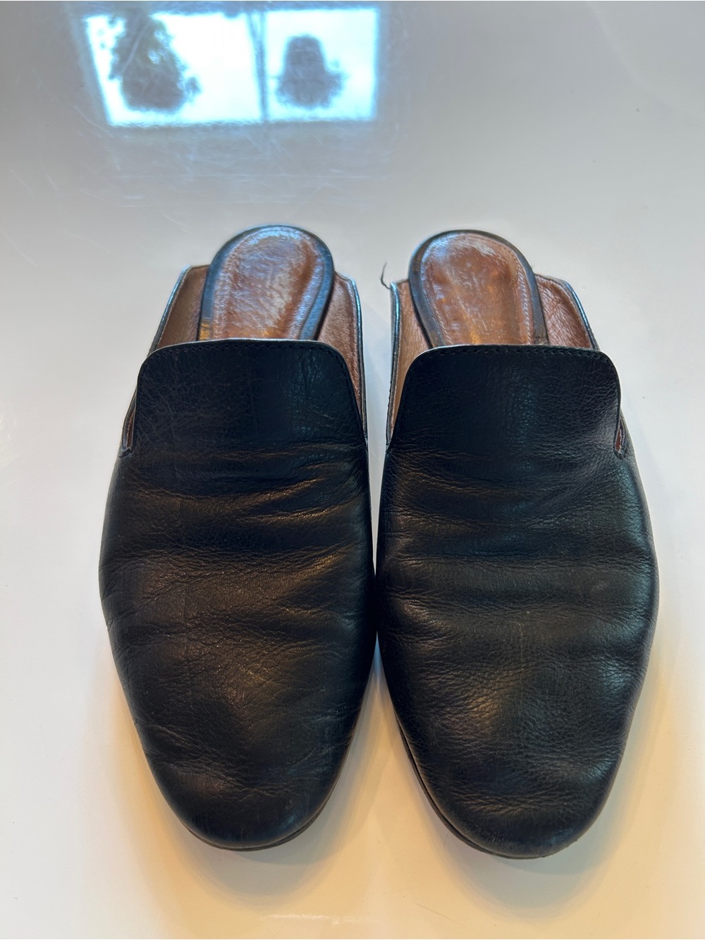 Frye Women’s Black Leather Slip-On Mules